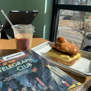 Perc - Egg and cheese sandwich, lavender latte - Coffee & Tea Near Me - Atlanta, Georgia Perc - Egg and cheese sandwich, lavender latte - Coffee & Tea Near Me - Atlanta, Georgia
