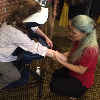 Elements Massage - Chair massage at the chamber business expo. - Massage Therapy Near Me - Franklin, Tennessee