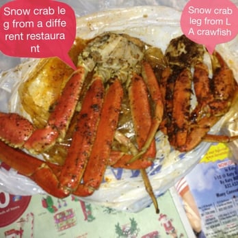 LA Crawfish - Left in the pic is snow crab leg from a different restaurant, right in the pic is snow crab legs from LA Crawfish. - Cajun/Creole Near Me - Houston, Texas LA Crawfish - Left in the pic is snow crab leg from a different restaurant, right in the pic is snow crab legs from LA Crawfish. - Cajun/Creole Near Me - Houston, Texas