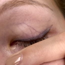After over a year, liner still gray, faded, uneven, and misplaced After over a year, liner still gray, faded, uneven, and misplaced