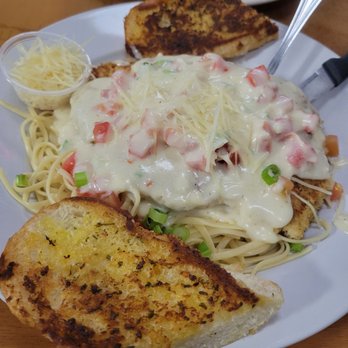 Keys Bite - Panko encrusted chicken with key lime and pasta - American Near Me - Key Largo, Florida Keys Bite - Panko encrusted chicken with key lime and pasta - American Near Me - Key Largo, Florida
