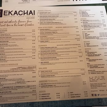 Ekachai King's Cross - Menu - Thai Near Me - London, XGL Ekachai King's Cross - Menu - Thai Near Me - London, XGL
