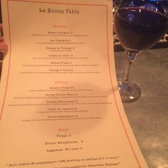 La Bonne Table - La carte avec mon verre du Bordeaux. - French Near Me - San Diego, California La Bonne Table - La carte avec mon verre du Bordeaux. - French Near Me - San Diego, California