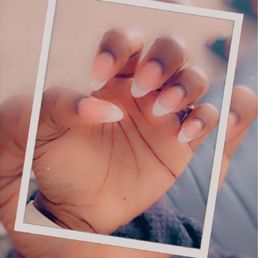 Oval shaped French tips with SNS love my nails