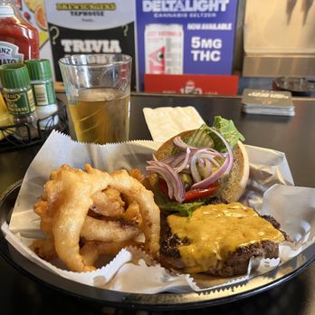 Brewburgers - Burger-cheese and onion rings... - American Near Me - Kenneth City, Florida Brewburgers - Burger-cheese and onion rings... - American Near Me - Kenneth City, Florida