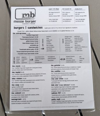 Menu photo 2 Moxie Burger Roswell, GA