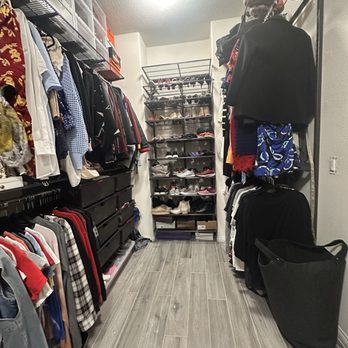 The Container Store - Primary closet - Elfa System - Home Decor Near Me - Costa Mesa, California