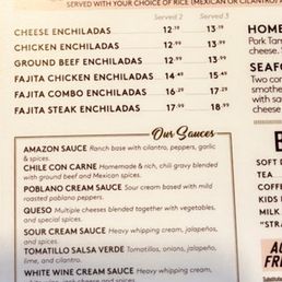 Enchilada choice on menu Enchilada choice on menu