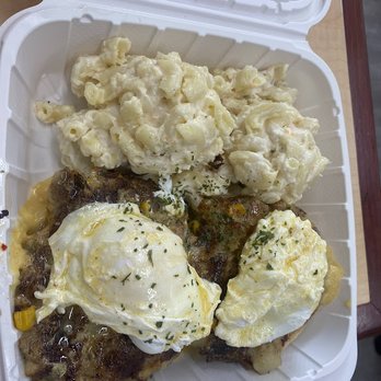 Kahai Street Kitchen - Beef Brisket Benedict? With Mac Salad - Salad Near Me - Honolulu, Hawaii Kahai Street Kitchen - Beef Brisket Benedict? With Mac Salad - Salad Near Me - Honolulu, Hawaii