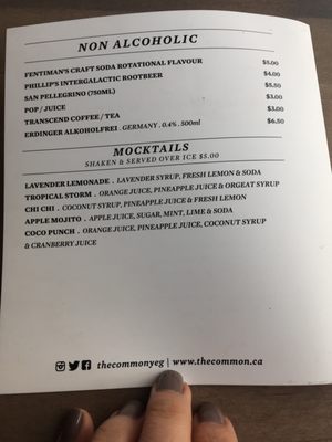 Menu photo 1 The Common Edmonton, AB Menu photo 1 The Common Edmonton, AB