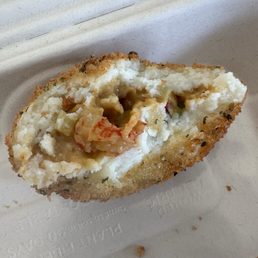 Inside the crawfish potato balls (AMAZING with a hint of delicious spicy heat)