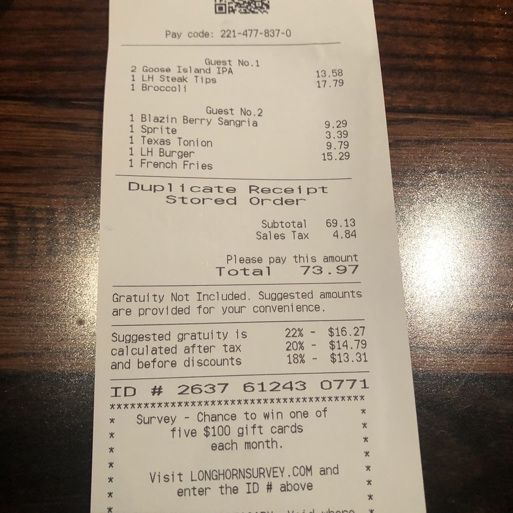 LongHorn Steakhouse - Bill - Steakhouses Near Me - Franklin, Massachusetts LongHorn Steakhouse - Bill - Steakhouses Near Me - Franklin, Massachusetts