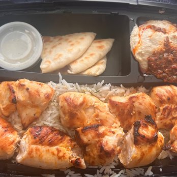 Luna Grill Rancho Cucamonga - Chicken Kabob Plate with pita bread and spicy hummus. - Mediterranean Near Me - Rancho Cucamonga, California Luna Grill Rancho Cucamonga - Chicken Kabob Plate with pita bread and spicy hummus. - Mediterranean Near Me - Rancho Cucamonga, California