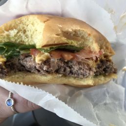 Single burger - very salty and greasy. Not a fan. Pickles, sauce, lettuce, tomato and bun were great though Single burger - very salty and greasy. Not a fan. Pickles, sauce, lettuce, tomato and bun were great though