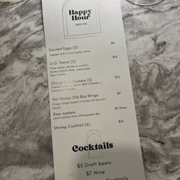 Happy hour menu Happy hour menu