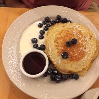 Cafe Dewitt - Cornmeal pancakes (more like flapjacks) with blueberries and ricotta cream - Breakfast & Brunch Near Me - Ithaca, New York