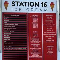 Station 16 Ice Cream - Menu
