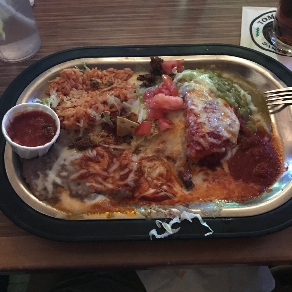 Tomasita's - Blue Plate Special (Monday) tamale with taco and res and green sauce - New Mexican Cuisine Near Me - Santa Fe, New Mexico Tomasita's - Blue Plate Special (Monday) tamale with taco and res and green sauce - New Mexican Cuisine Near Me - Santa Fe, New Mexico