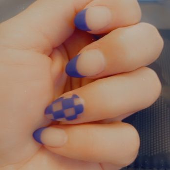 W Nail Salon - Check/blue acrylic/gel nails - Nail Salons Near Me - American Fork, Utah