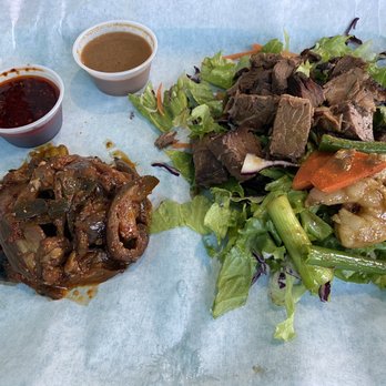Lona's Lil Eats - Keto, delicious, healthy Spicy Eggplant & brisket/shrimp Chopped Salad Mix - Asian Fusion Near Me - St Louis, Missouri
