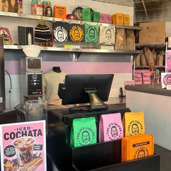 Trejo's Coffee & Donuts - Inside. Tons of Trejo's donuts merch - Coffee & Tea Near Me - Los Angeles, California Trejo's Coffee & Donuts - Inside. Tons of Trejo's donuts merch - Coffee & Tea Near Me - Los Angeles, California