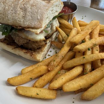 Dovetail Pizza - Meatball sandwich with fries - Pizza Near Me - Austin, Texas