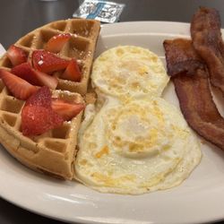 Eggs Up Grill - Little Waffle In The Hen House plus strawberries