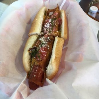 Holydog - The Chino!   Hot dog wrapped in crispy cheese cooked on the grill  with bacon and jalapeño. Super yummy and creative!! - Hot Dogs Near Me - Middletown, New York