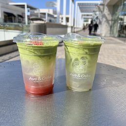 Strawberry matcha and coconut cloud matcha Strawberry matcha and coconut cloud matcha