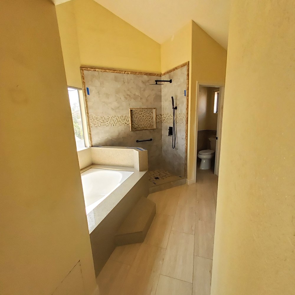 JM Custom Tile and Stone - Master Bedroom Bathtub and Shower - Flooring Near Me - Riverside, California JM Custom Tile and Stone - Master Bedroom Bathtub and Shower - Flooring Near Me - Riverside, California