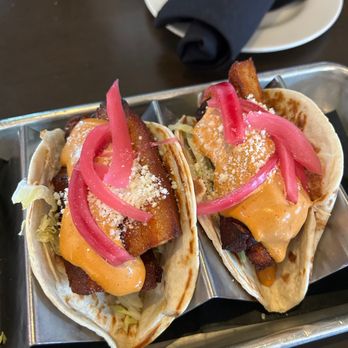 The Derby Restaurant & Bar - Pork belly tacos -- very small - American Near Me - Salem, Massachusetts