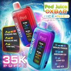 Cafe De Vapor - Oxbar X Pod Juice Disposable Vapes. Adjustable ICE & Nicotine