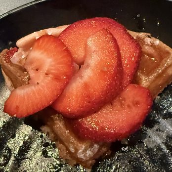 Nouveau Noir - Strawberry Waffle with fresh Strawberries! - Southern Near Me - Dallas, Texas Nouveau Noir - Strawberry Waffle with fresh Strawberries! - Southern Near Me - Dallas, Texas