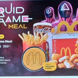 McDonalds - The Squid Game Meal. A promotional meal with new sauces band the dalgona candy shown on the TV show.