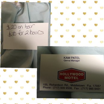 Hollywood Motel - $20 an hour. $30 for 2 hours. - Hotels Near Me - Middletown, Pennsylvania Hollywood Motel - $20 an hour. $30 for 2 hours. - Hotels Near Me - Middletown, Pennsylvania