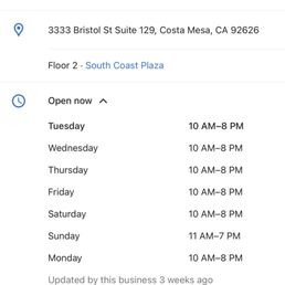 Business hours on Google Business hours on Google