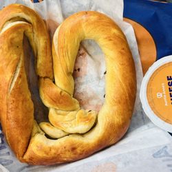 Auntie Anne's Pretzels - Original Pretzel, no salt, with cheese dip