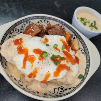 Heirloom Kitchen - Risky Biscuits and gravy with scorpion pepper hot sauce brought from home because I need that spice life. Tasted absolutely fantastic. - Burgers Near Me - Stockton, California Heirloom Kitchen - Risky Biscuits and gravy with scorpion pepper hot sauce brought from home because I need that spice life. Tasted absolutely fantastic. - Burgers Near Me - Stockton, California