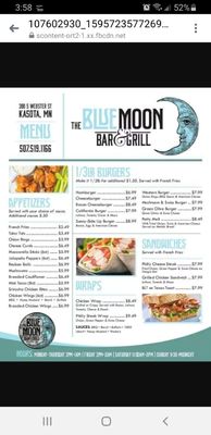 Menu photo 1 The Blue Moon Bar and Grill Kasota, MN Menu photo 1 The Blue Moon Bar and Grill Kasota, MN