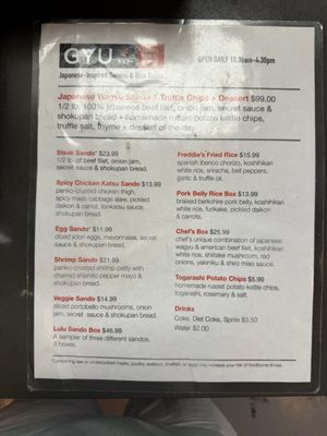 Menu photo 3 Gyu Plus Las Vegas, NV
