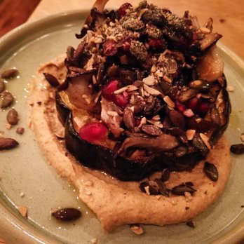Hélicoptère - Squash dish--maitakes, pomegranates and almonds - Canadian (New) Near Me - Montreal, Quebec