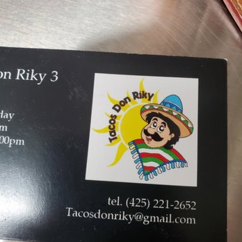 Tacos Don riky 3 - Nuestro numero de telefono para hacer ordenes para llevar 4252212652 - Food Trucks Near Me - Kent, Washington Tacos Don riky 3 - Nuestro numero de telefono para hacer ordenes para llevar 4252212652 - Food Trucks Near Me - Kent, Washington
