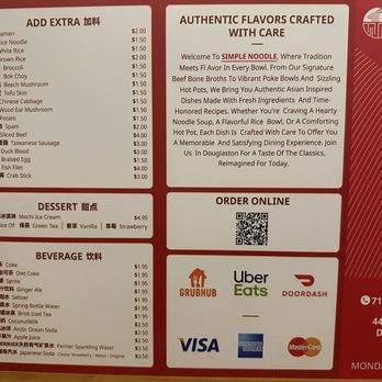 Simple Noodle - Menu 8/25 - Noodles Near Me - New York, New York