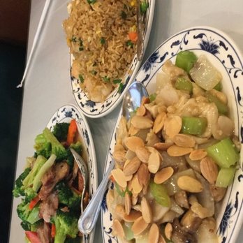 Wok's Cookin' - Left broccoli beef, top fried rice, right almond chicken - Chinese Near Me - Castaic, California Wok's Cookin' - Left broccoli beef, top fried rice, right almond chicken - Chinese Near Me - Castaic, California