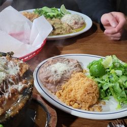 Fello’s Mexican Food And Seafood - It's Mocajete Bowl, chili verde & steak with spicy chili. Homemade tortillas.
