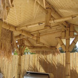 Handwoven matting bamboo hut.