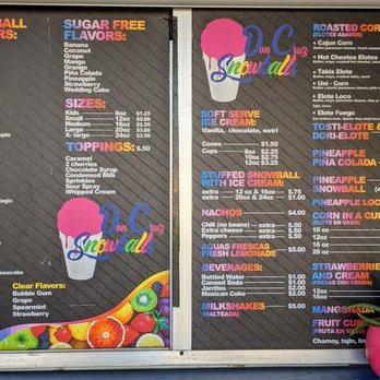 Don Cruz Snowballs - Menu - Shaved Ice Near Me - Kenner, Louisiana