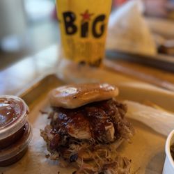 Dickey's Barbecue Pit - Pulled pork sandwich combo-Green Beans with Bacon and a drink