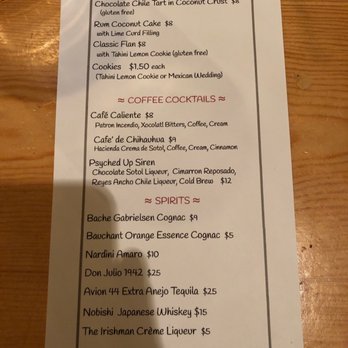 La Sirena - Dessert Menu! - Cocktail Bars Near Me - Lubbock, Texas