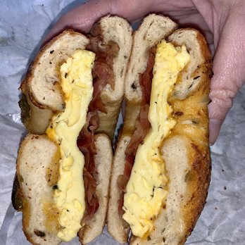 Posh Bagel - Jalapeño bagel with egg cheese & bacon. - Bakeries Near Me - Modesto, California Posh Bagel - Jalapeño bagel with egg cheese & bacon. - Bakeries Near Me - Modesto, California